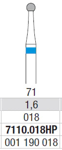 TUNGSTEN CARBIDE BUR HP CROSS CUT 71 ROUND EDENTA