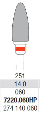 TUNGSTEN CARBIDE BUR HP CROSS CUT 251 FLAME EDENTA