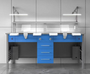 DENTAL LAB WORK BENCH DOUBLE SEATER STAINLESS STEEL TOPS