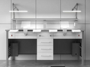 DENTAL LAB WORK BENCH DOUBLE SEATER STAINLESS STEEL TOPS