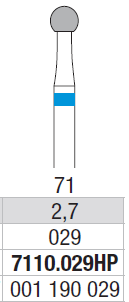 TUNGSTEN CARBIDE BUR HP CROSS CUT 71 ROUND EDENTA
