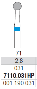 TUNGSTEN CARBIDE BUR HP CROSS CUT 71 ROUND EDENTA