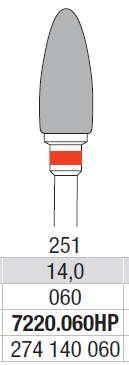 TUNGSTEN CARBIDE BUR HP CROSS CUT 251 FLAME EDENTA