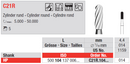 TUNGSTEN CARBIDE BUR HP C21R PLAIN CUT ROUND END CYLINDER EDENTA