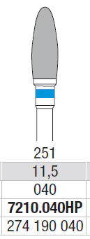TUNGSTEN CARBIDE BUR HP CROSS CUT 251 FLAME EDENTA