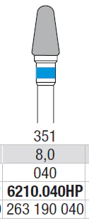 TUNGSTEN CARBIDE BUR HP CROSS CUT 351 CONE EDENTA