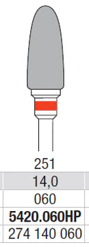 TUNGSTEN CARBIDE BUR HP CROSS CUT 251 FLAME EDENTA