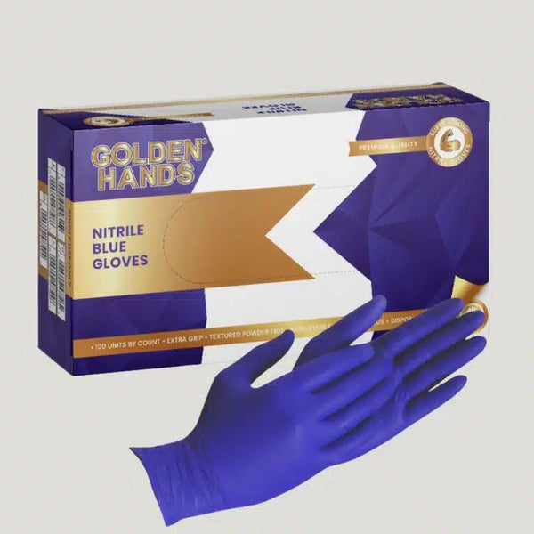 GLOVES GOLDEN HANDS NITRILE POWDER FREE COOL BLUE 100pcs