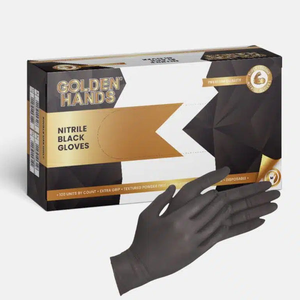 GLOVES GOLDEN HANDS NITRILE POWDER FREE BLACK 100pcs