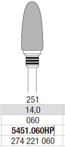 TUNGSTEN CARBIDE BUR HP CROSS CUT 251 FLAME EDENTA