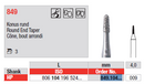 DIAMOND BUR HP D850 ROUND END TAPER EDENTA