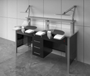 DENTAL LAB WORK BENCH DOUBLE SEATER STAINLESS STEEL TOPS
