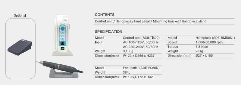 MICROMOTOR SAEYANG MARATHON MULTI600 BS50S1 BRUSHLESS (STD) COMPLETE UNIT