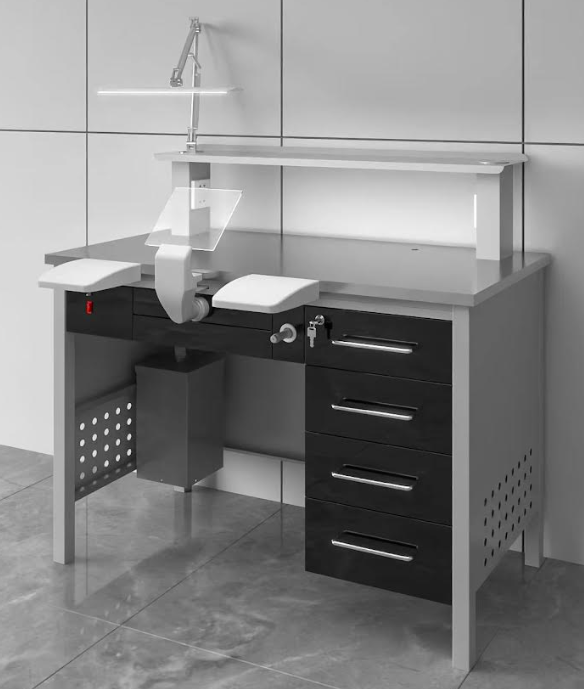DENTAL LAB WORK BENCH SINGLE SEATER STAINLESS STEEL TOPS