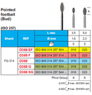 DIAMOND BUR FG 368 POINTED FOOTBALL 5pcs STODDARD