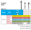 DIAMOND BUR FG 379 FOOTBALL EGG 5pcs STODDARD