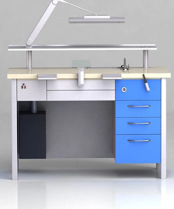 DENTAL LAB WORK BENCH SINGLE SEATER STAINLESS STEEL TOPS