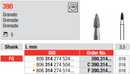 DIAMOND BUR FG GRENADE 390 1 pcs EDENTA