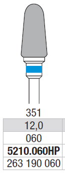 TUNGSTEN CARBIDE BUR HP CROSS CUT 351 CONE EDENTA