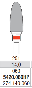 TUNGSTEN CARBIDE BUR HP CROSS CUT 251 FLAME EDENTA