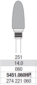 TUNGSTEN CARBIDE BUR HP CROSS CUT 251 FLAME EDENTA