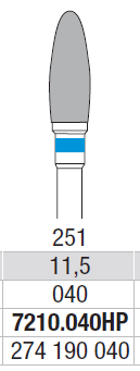 TUNGSTEN CARBIDE BUR HP CROSS CUT 251 FLAME EDENTA