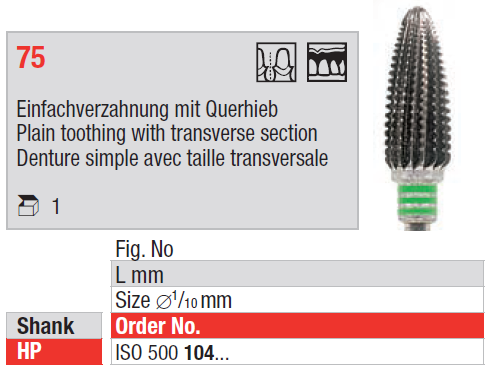 TUNGSTEN CARBIDE BUR HP TRANSVERSE CUT SOFT BASE TRIMMER EDENTA