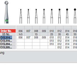 BUR FG C1S 0.016 ROUND P-CUT 1pcs