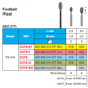 DIAMOND BUR FG 379 FOOTBALL EGG 5pcs STODDARD