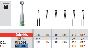 BUR FGXL C1S 0.023 ROUND P-CUT 1pcs