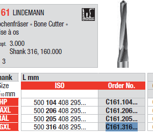 BUR FG-XL SURGICAL C161 1.6 LINDEMANN BONE CUTTER 1pcs EDENTA