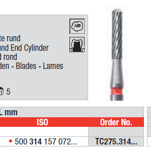 BUR FG CARBIDE TC283K 1.2 ROUND END CYLINDER 1pcs EDENTA
