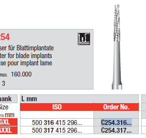 BUR FG-XL SURGICAL C254 1.0 CUTTER FOR BLADE IMPLANTS 1pcs EDENTA