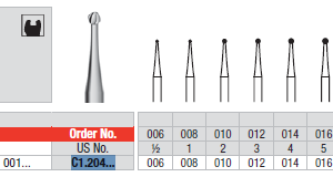 BUR RA C1 0.16 ROUND P-CUT 1pcs
