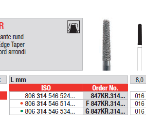 DIAMOND BUR FG FLAT END TAPER 847 1 pcs EDENTA