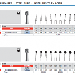 BUR RA STEEL 1.6 ROUND PLAIN CUT 1pcs EDENTA