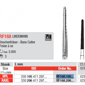 BUR HPL SURGICAL RF168 2.3 LINDEMANN BONE CUTTER 1pcs EDENTA